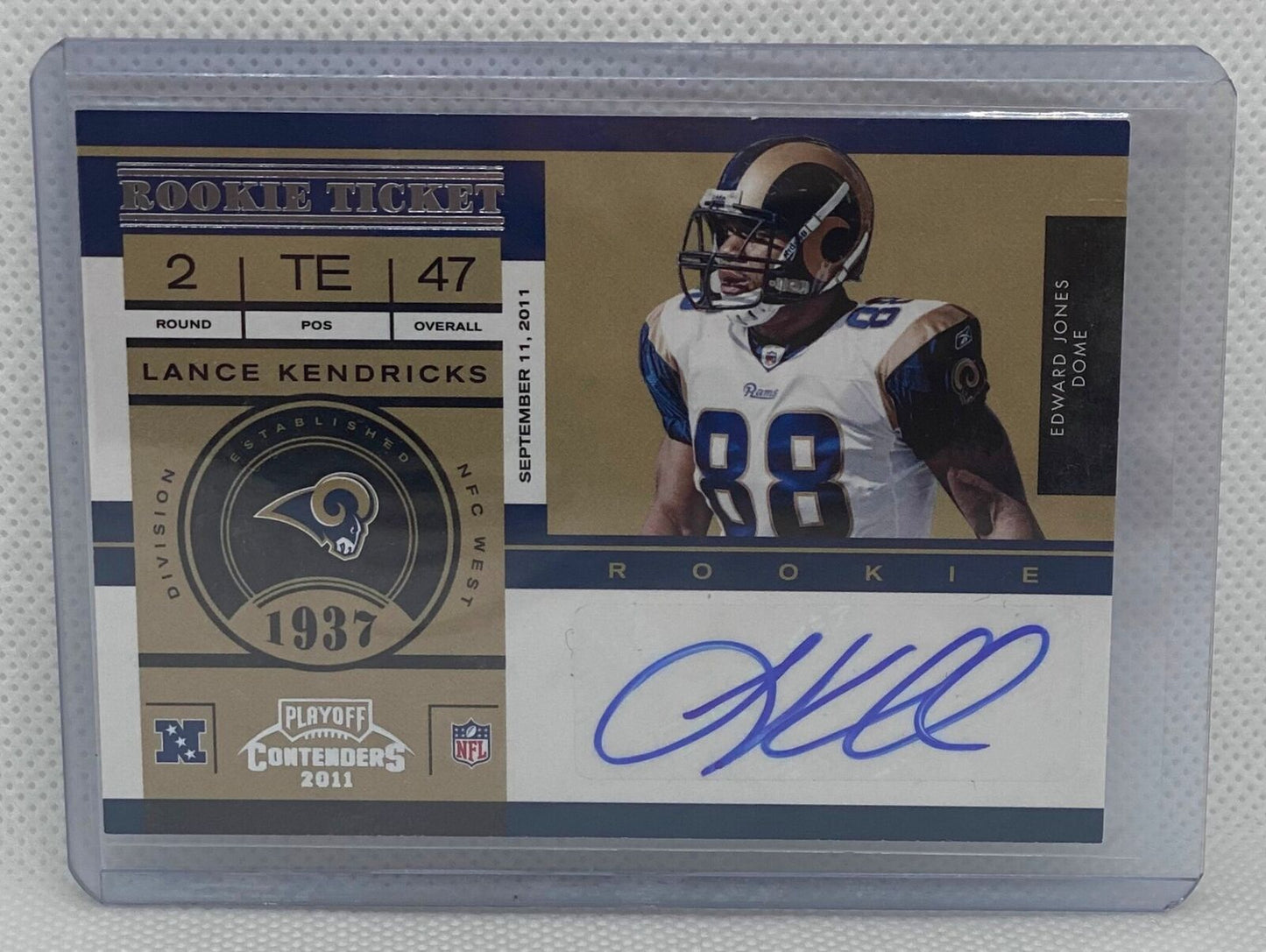 LANCE KENDRICKS 2011 PLAYOFF CONTENDERS ROOKIE TICKET AUTO RC #151