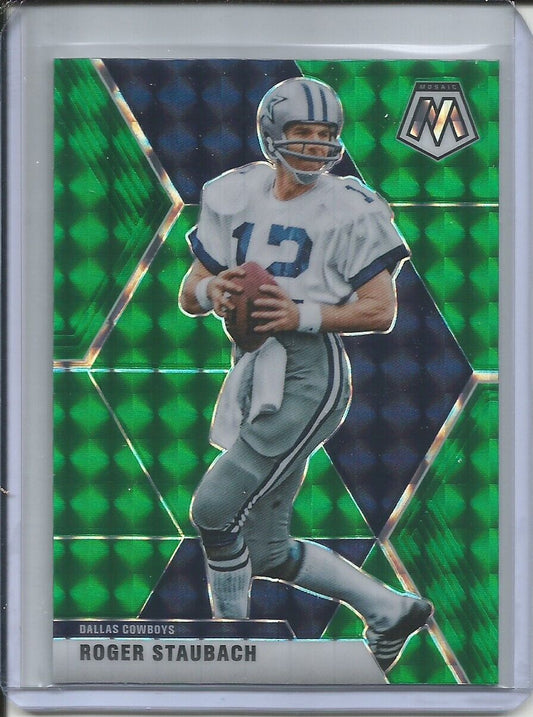 ROGER STAUBACH 2019-20 PANINI MOSAIC GREEN PRIZM COWBOYS