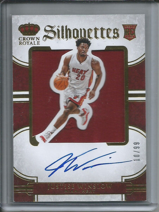 JUSTISE WINSLOW 2015-16 PANINI PREFERRED SILHOUETTES JERSEY ON CARD AUTO RC /99