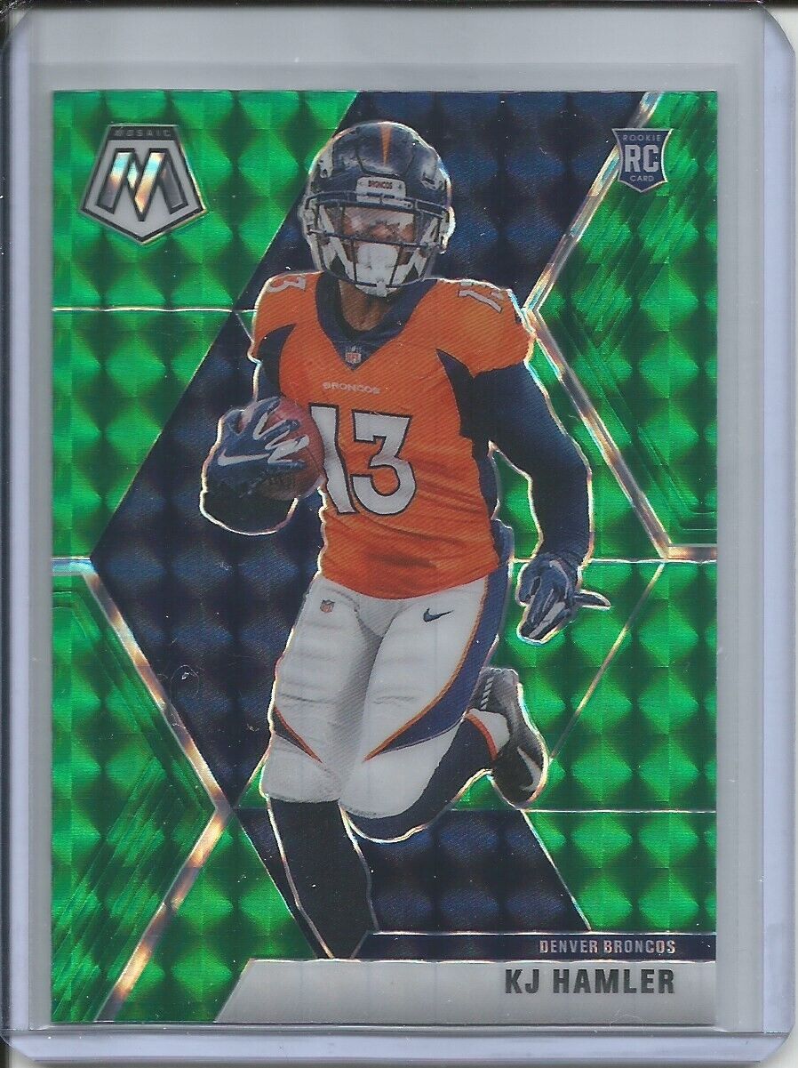 KJ HAMLER 2019-20 PANINI MOSAIC GREEN PRIZM ROOKIE RC BRONCOS
