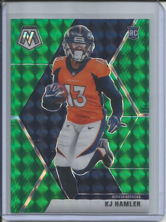 KJ HAMLER 2019-20 PANINI MOSAIC GREEN PRIZM ROOKIE RC BRONCOS