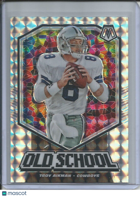 TROY AIKMAN 2019-20 PANINI MOSAIC OLD SCHOOL SILVER MOSAIC PRIZM COWBOYS