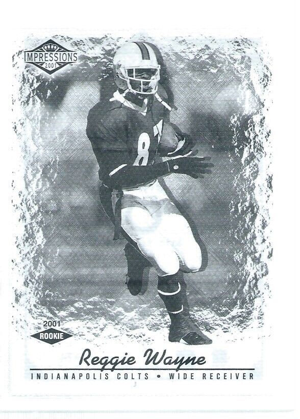 REGGIE WAYNE 2001 PACIFIC IMPRESSIONS BLACK & WHITE ROOKIE RC #174