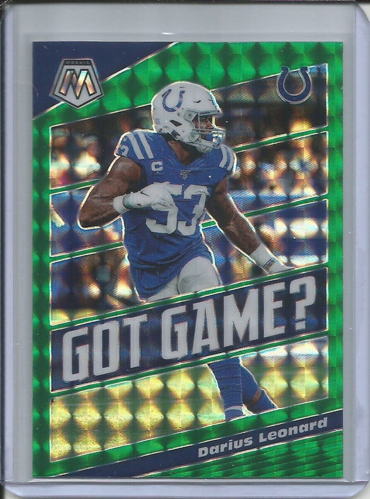 DARIUS LEONARD 2019-20 PANINI MOSAIC GOT GAME? GREEN PRIZM COLTS