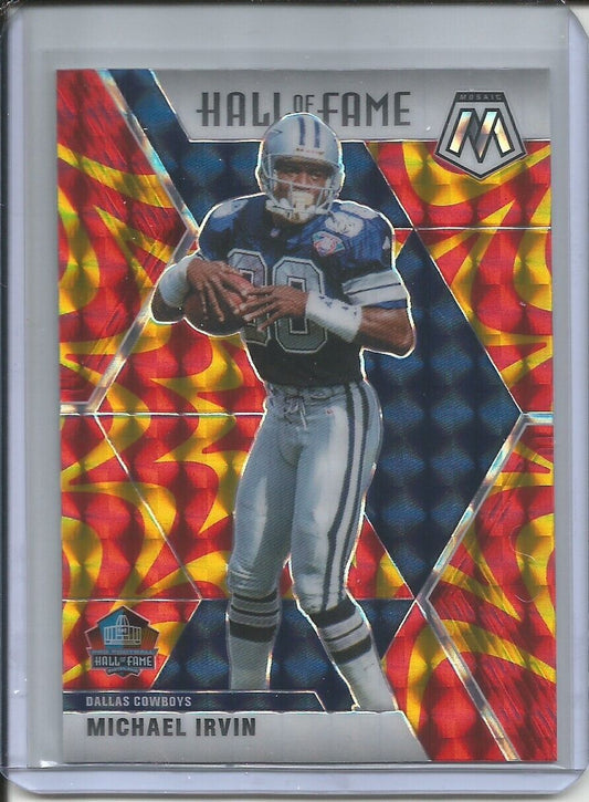 MICHAEL IRVIN 2019-20 PANINI MOSAIC HALL OF FAME REACTIVE GOLD PRIZM COWBOYS