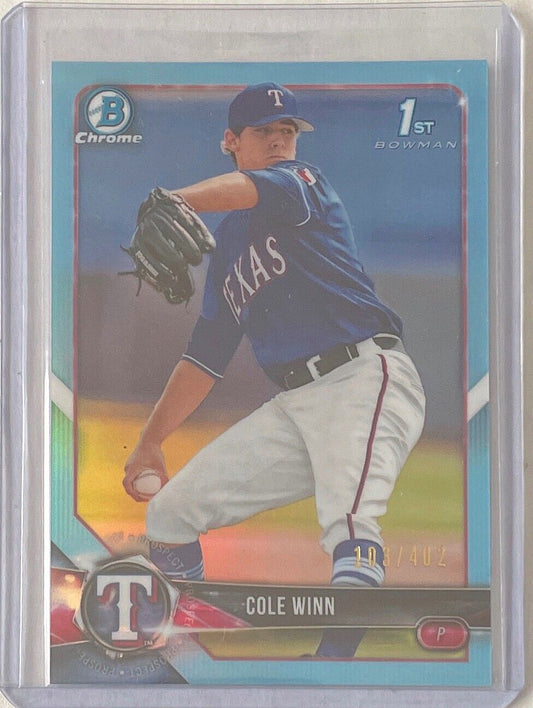 COLE WINN 2018 BOWMAN CHROME 1ST PROSPECT SKY BLUE REFRACTOR #D 103/402