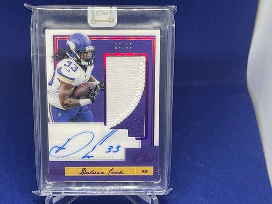 DALVIN COOK 2018 PANINI ONE 2 CLR JUMBO PATCH ON CARD AUTO #D 15/25