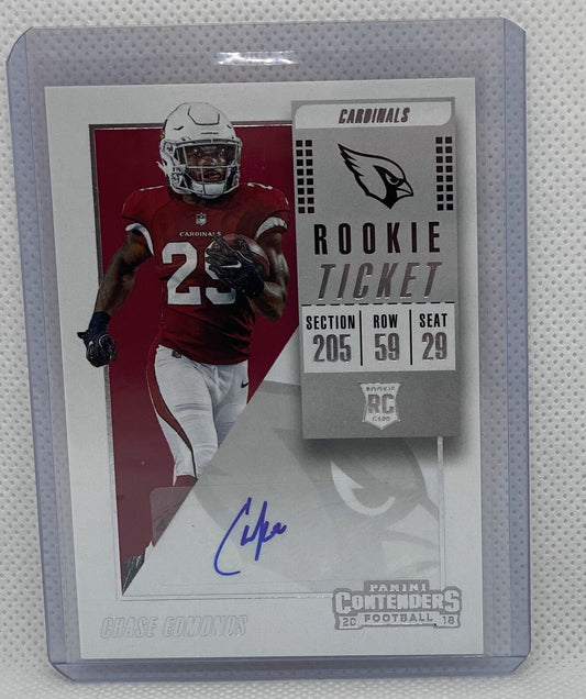 CHASE EDMONDS 2018 PANINI CONTENDERS ROOKIE TICKET AUTO RC #180