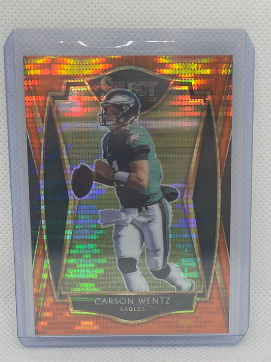 CARSON WENTZ 2020 PANINI SELECT NEON ORANGE PULSAR PRIZM #D 1/7