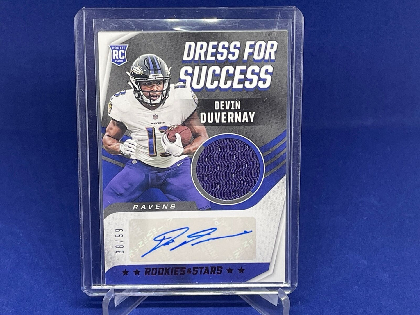 DEVIN DUVERNAY 2020 PANINI ROOKIES & STARS RED JERSEY AUTO ROOKIE RC #D 88/99
