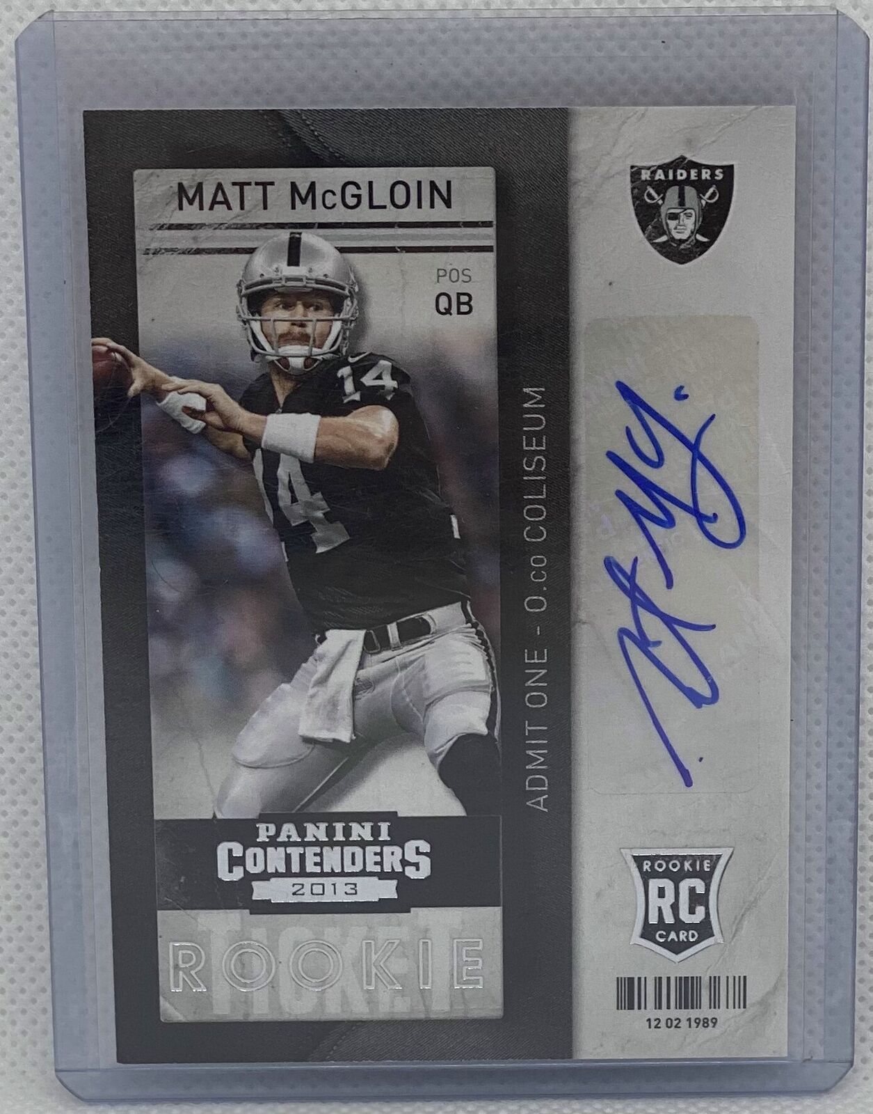 MATT MCGLOIN 2013 CONTENDERS ROOKIE TICKET SP VARIATION AUTO RC #197