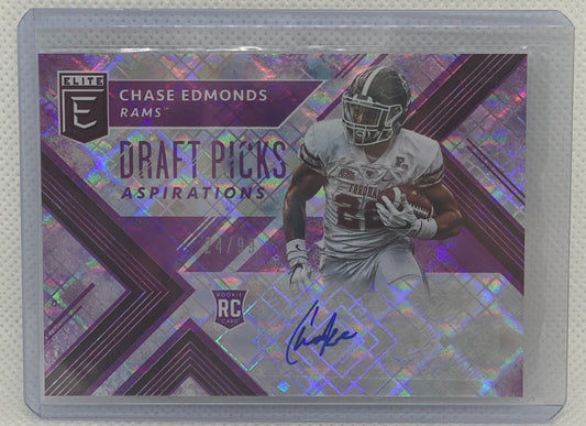 CHASE EDMONDS 2018 ELITE DRAFT PICKS PURPLE ASPIRATIONS ROOKIE AUTO RC #D 24/99