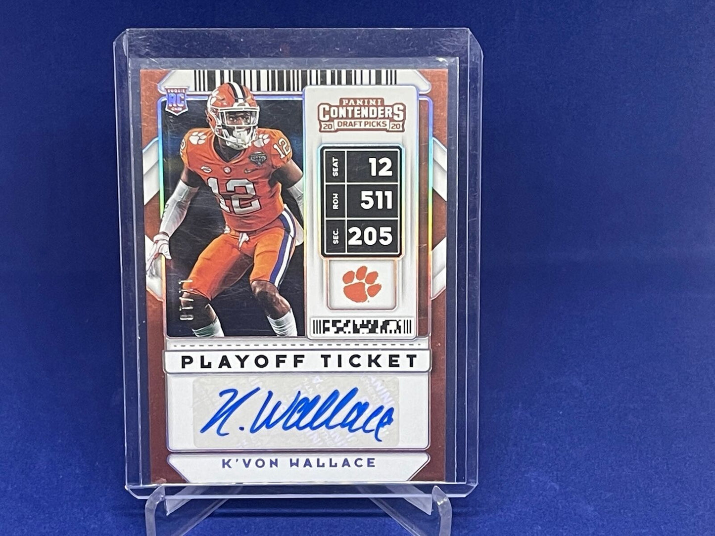 K'VON WALLACE 2020 PANINI CONTENDERS DP PLAYOFF TICKET AUTO RC ROOKIE #D 11/18