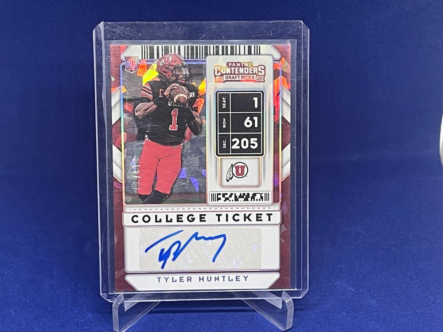 TYLER HUNTLEY 2020 PANINI CONTENDERS DP COLLEGE TKT CRACKED ICE AUTO RC #D 16/23