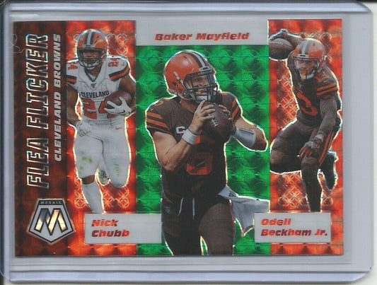 CHUBB MAYFIELD BECKHAM 2019-20 PANINI MOSAIC FLEA FLICKER GREEN PRIZM BROWNS