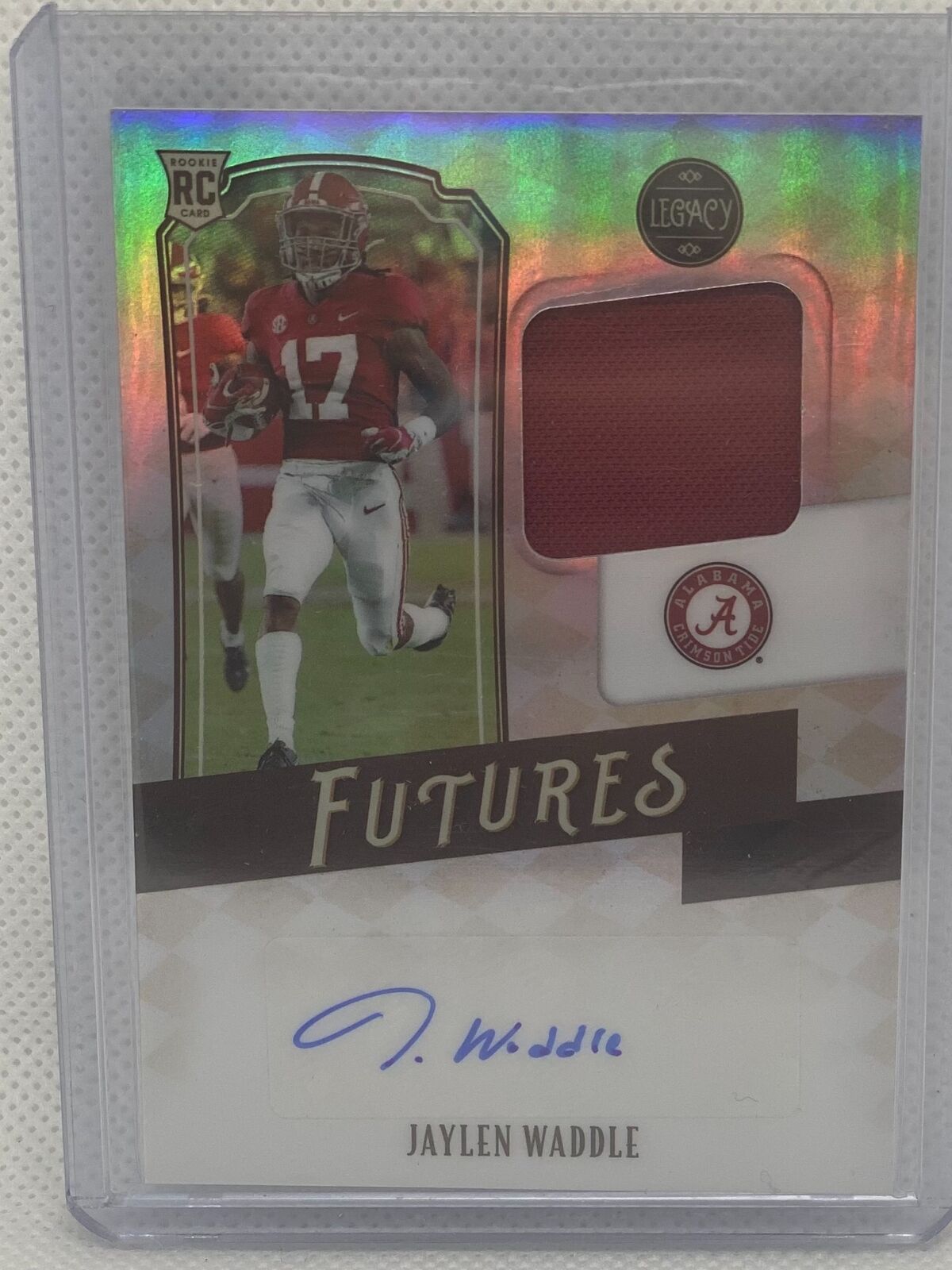 JAYLEN WADDLE 2021 PANINI LEGACY FUTURES SILVER PRIZM JERSEY AUTO RC #D 161/199
