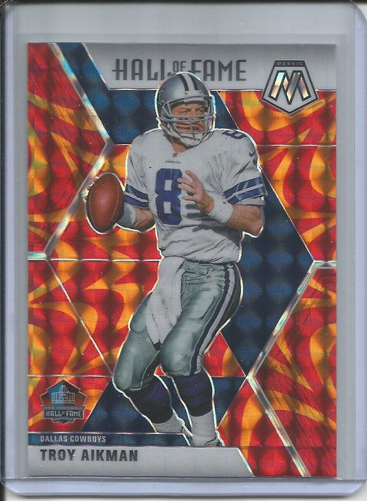 TROY AIKMAN 2019-20 PANINI MOSAIC HALL OF FAME REACTIVE ORANGE PRIZM COWBOYS