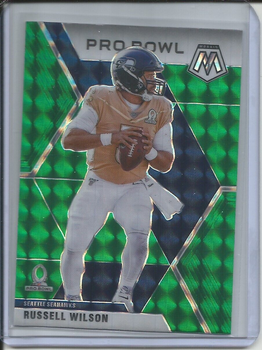 RUSSELL WILSON 2019-20 PANINI MOSAIC PRO BOWL GREEN PRIZM SEAHAWKS