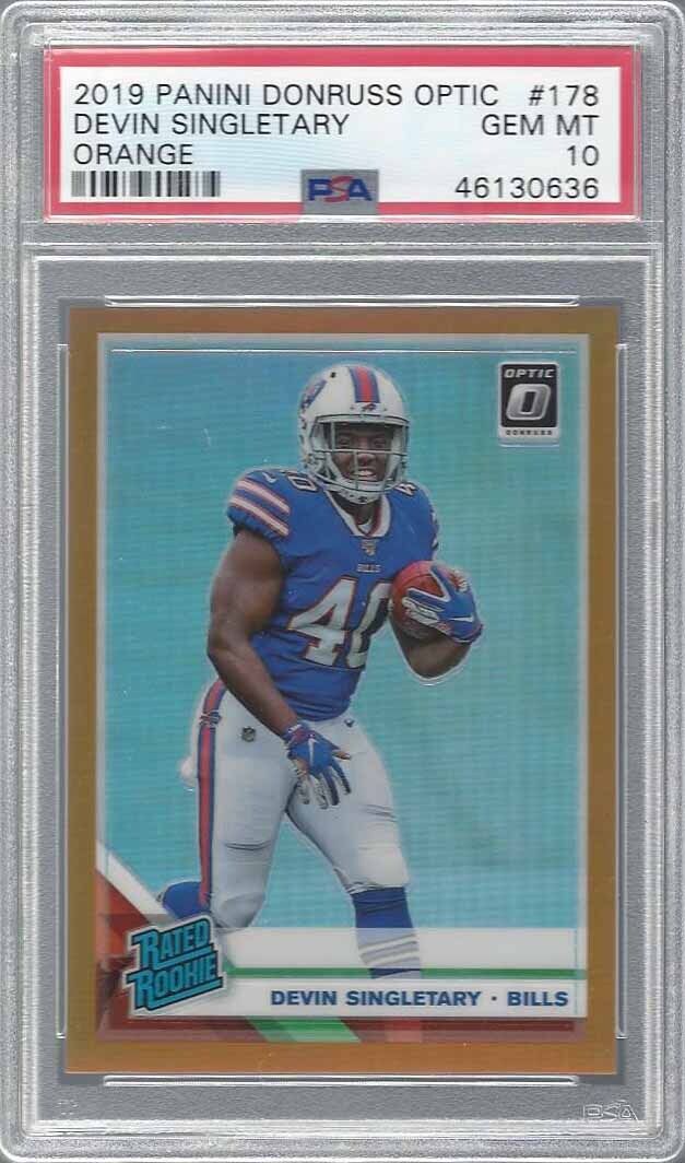 DEVIN SINGLETARY 2019 DONRUSS OPTIC ORANGE HOLO RATED ROOKIE RC /199 PSA 10 POP2