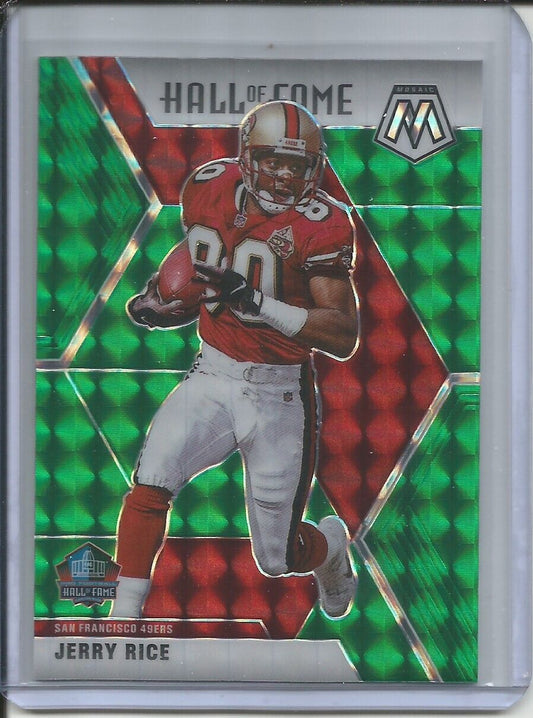 JERRY RICE 2019-20 PANINI MOSAIC HALL OF FAME GREEN PRIZM 49ERS