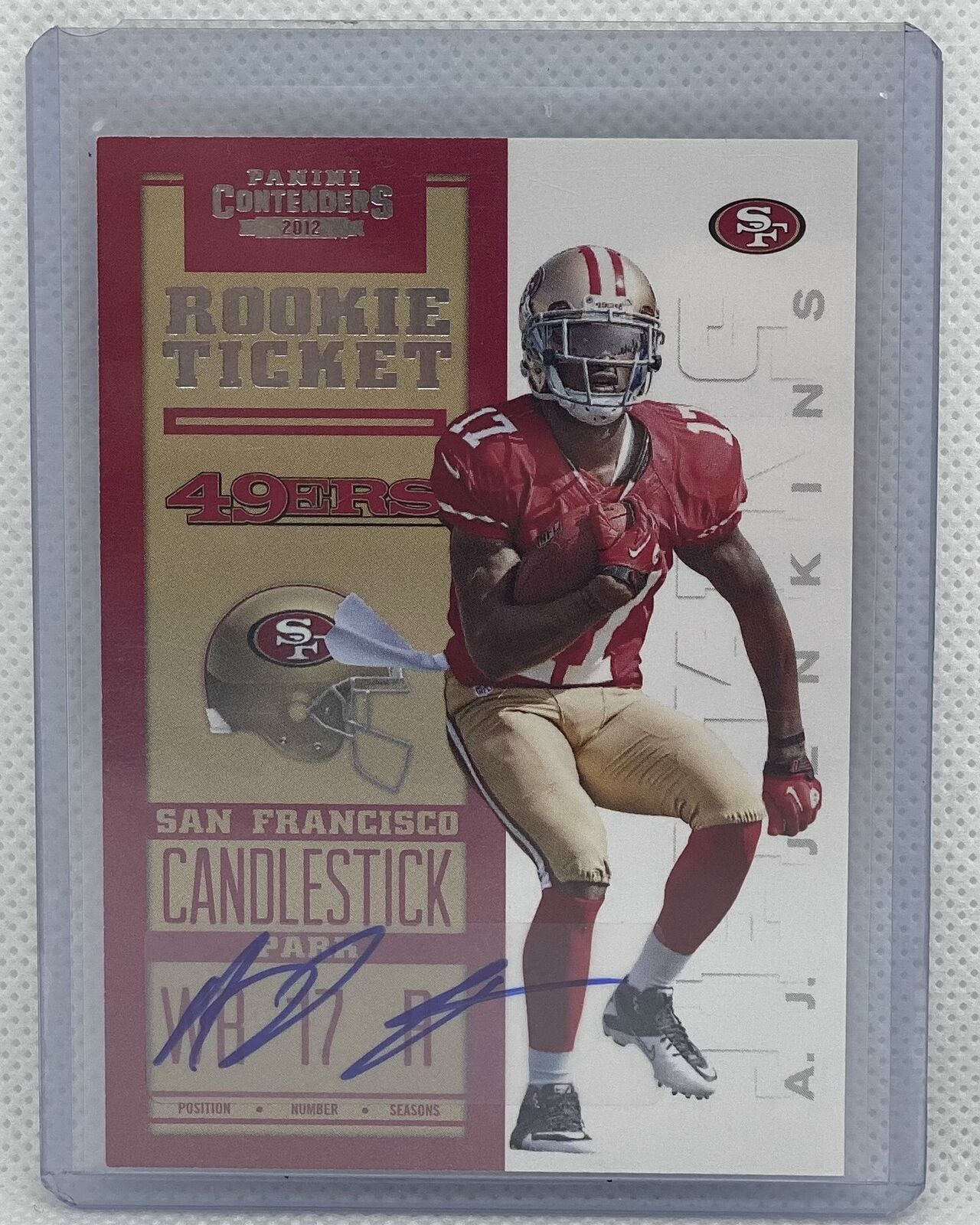 A.J JENKINS 2012 CONTENDERS ROOKIE TICKET SP VARIATION AUTO RC #210