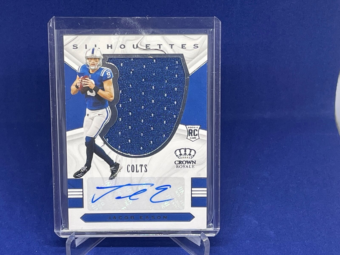 JACOB EASON 2020 CHRONICLES CROWN ROYALE SILHOUETTES JERSEY AUTO RC #D 46/99