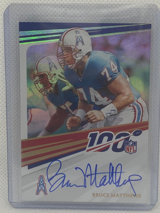 BRUCE MATTHEWS 2020 PANINI NFL 100 ON CARD AUTO