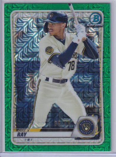 COREY RAY 2020 BOWMAN CHROME PROSPECT GREEN MEGA BOX MOJO REFRACTOR #D 96/99
