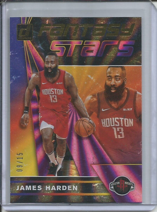JAMES HARDEN 2019-20 PANINI DONRUSS FANTASY STARS PURPLE HOLO LASER #D 9/15