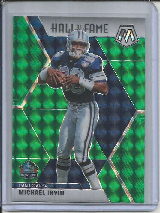 MICHAEL IRVIN 2019-20 PANINI MOSAIC HALL OF FAME GREEN PRIZM COWBOYS