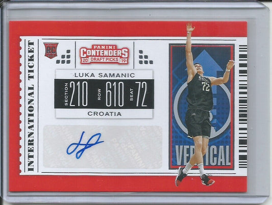 LUKA SAMANIC 2019-20 PANINI CONTENDERS INTERNATIONAL TICKET AUTO ROOKIE RC