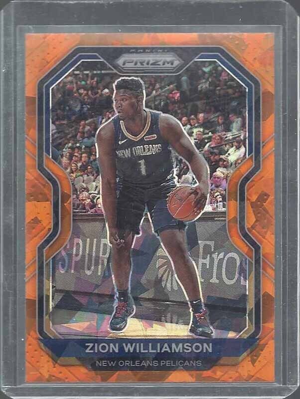ZION WILLIAMSON 2020-21 PANINI PRIZM ORANGE ICE PRIZMS #185
