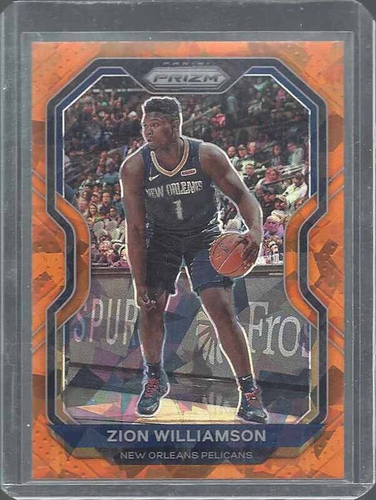 ZION WILLIAMSON 2020-21 PANINI PRIZM ORANGE ICE PRIZMS #185
