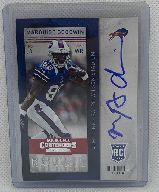 MARQUISE GOODWIN 2013 PANINI CONTENDERS ROOKIE TICKET ON CARD AUTO RC #225