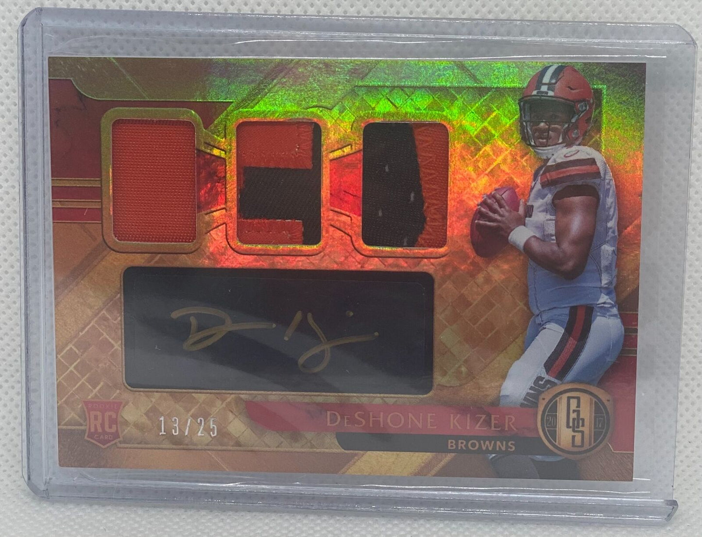 DESHONE KIZER 2017 PANINI GOLD STANDARD TRIPLE PATCH AUTO RC #D 13/25