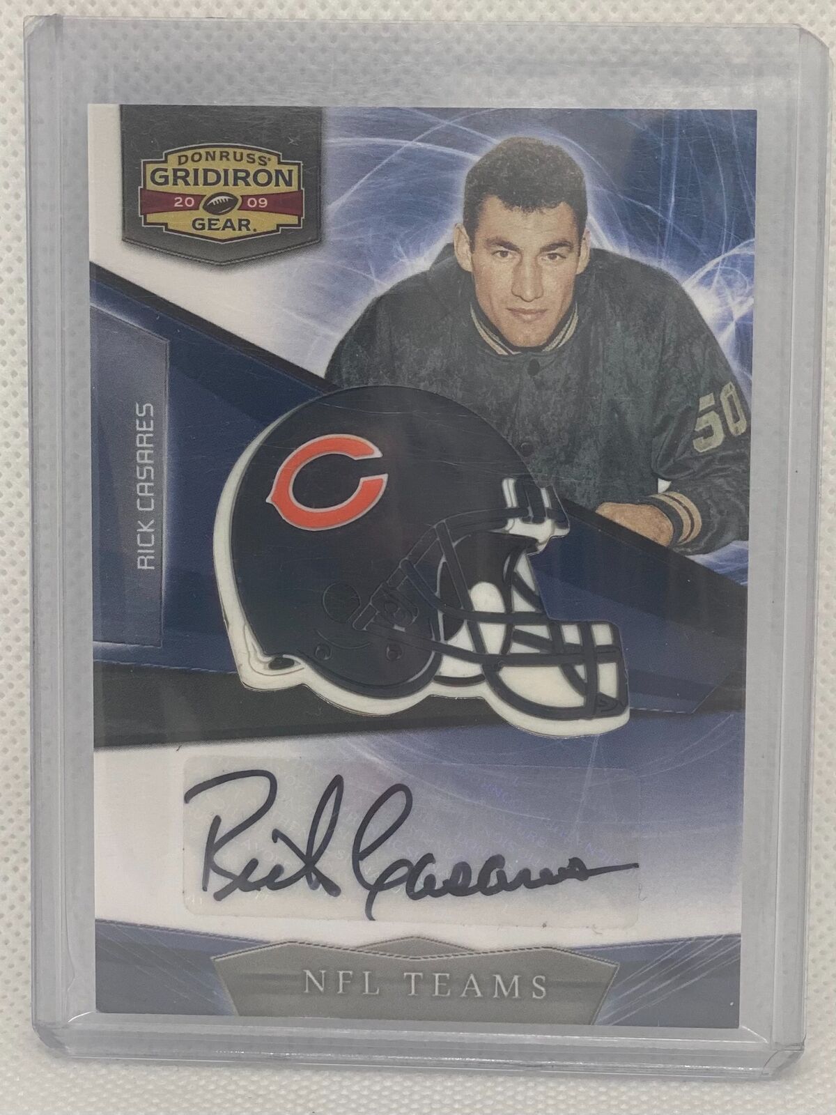RICK CASARES 2009 DONRUSS GRIDIRON GEAR BEARS HELMET AUTO #D 189/500