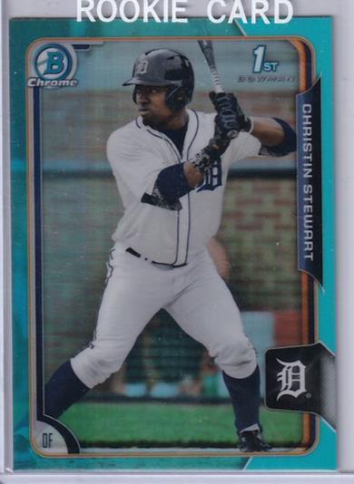 CHRISTIN STEWART 2015 BOWMAN CHROME SKY BLUE REFRACTOR 1ST PROSPECT 178