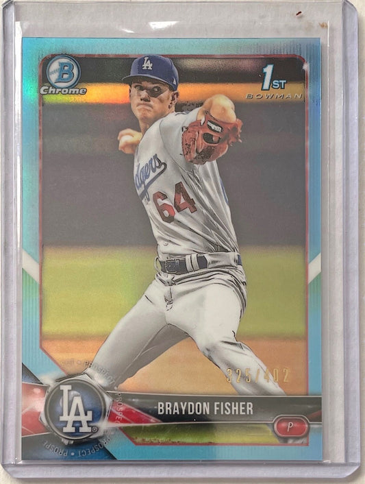 BRAYDON FISHER 2018 BOWMAN CHROME 1ST PROSPECT SKY BLUE REFRACTOR #D 325/402