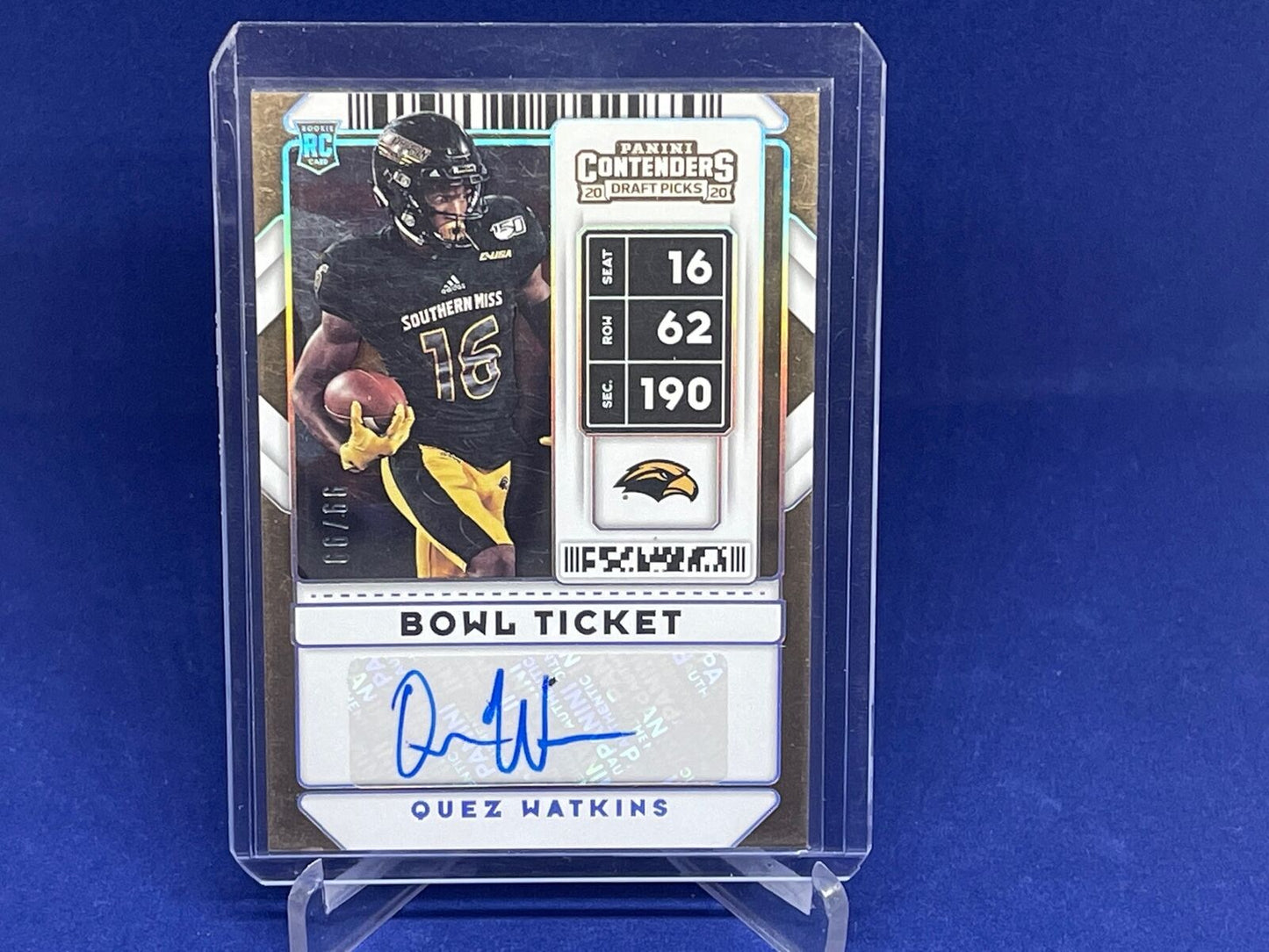 QUEZ WATKINS 2020 PANINI CONTENDERS DRAFT PICKS BOWL TICKET AUTO RC #D 99/99