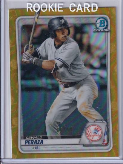 OSWALD PERAZA 2020 BOWMAN CHROME PROSPECT GOLD REFRACTOR #D 06/50