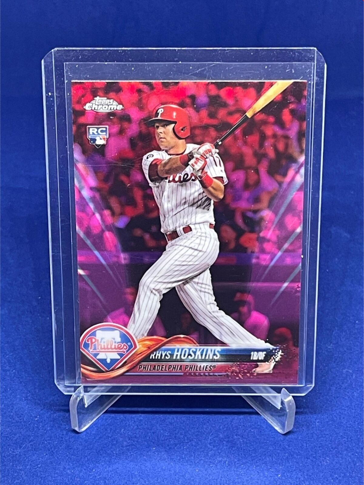 RHYS HOSKINS 2018 TOPPS CHROME PINK REFRACTOR ROOKIE RC # 70
