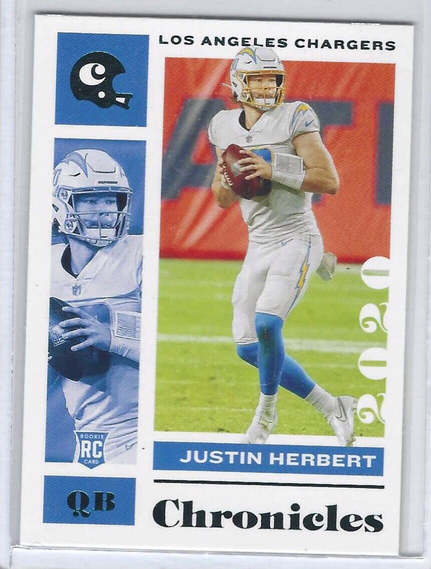 JUSTIN HERBERT 2020 PANINI CHRONICLES TEAL ROOKIE RC #53