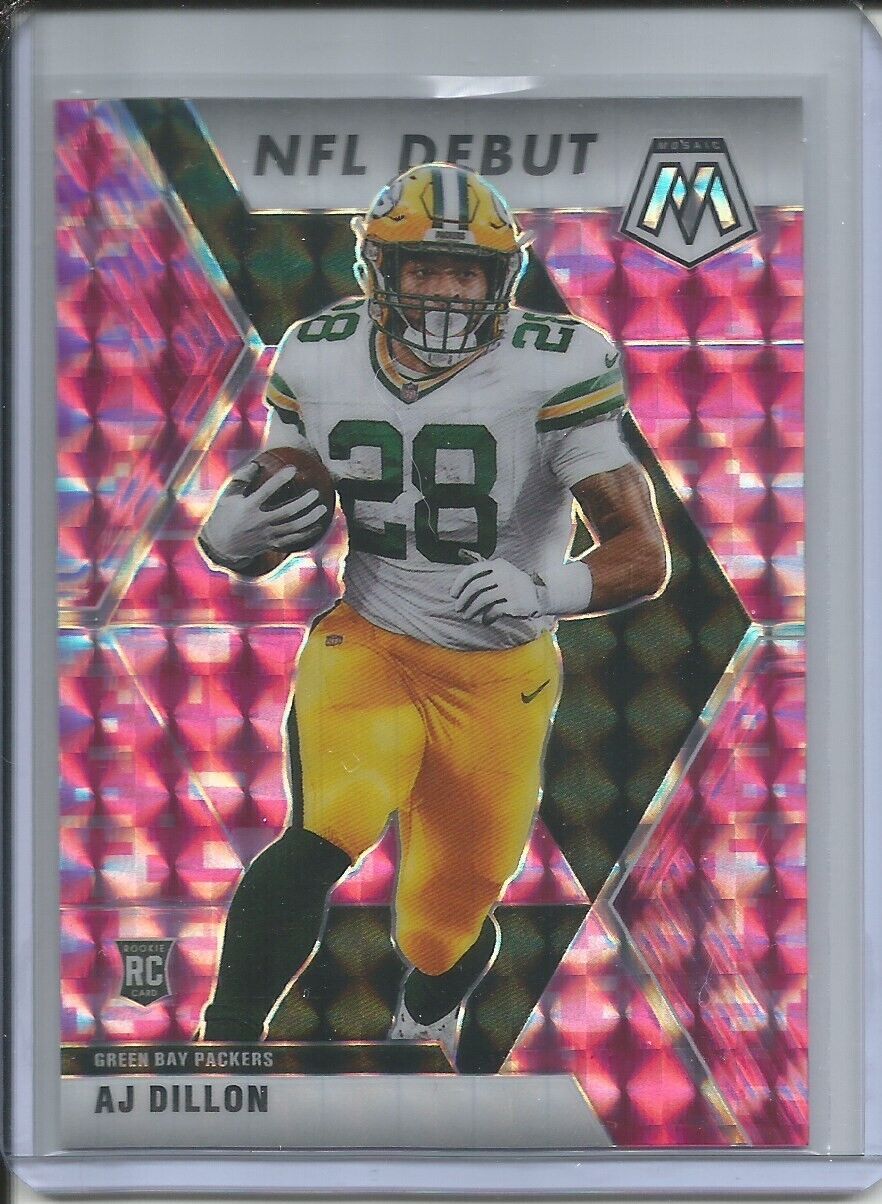 AJ DILLON 2019-20 PANINI MOSAIC NFL DEBUT PINK PRIZM ROOKIE RC PACKERS
