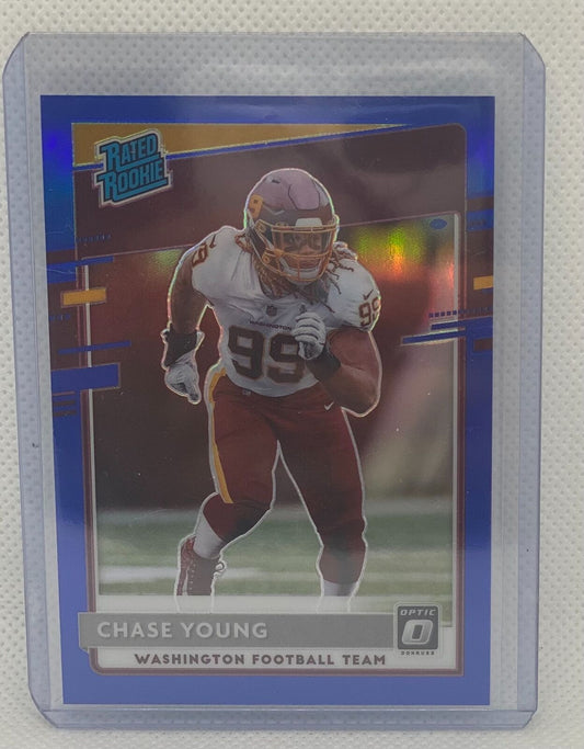 CHASE YOUNG 2020 PANINI DONRUSS OPTIC RATED ROOKIE BLUE HOLO PRIZM RC #D 43/179