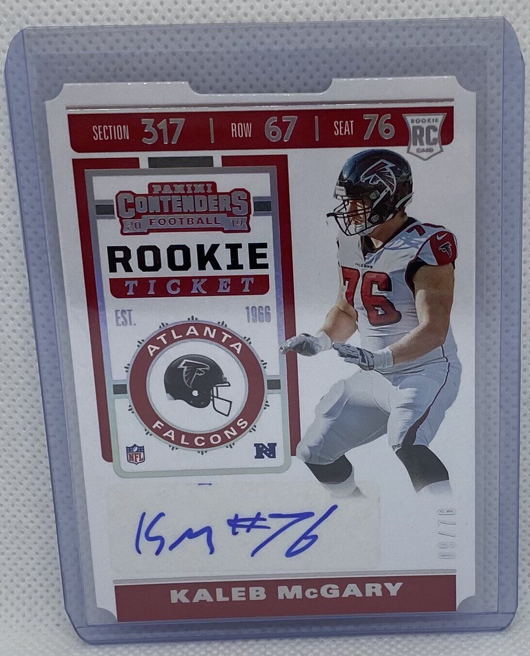 KALEB MCGARY 2019 CONTENDERS TICKET STUB DIE CUT AUTO RC #D 09/76