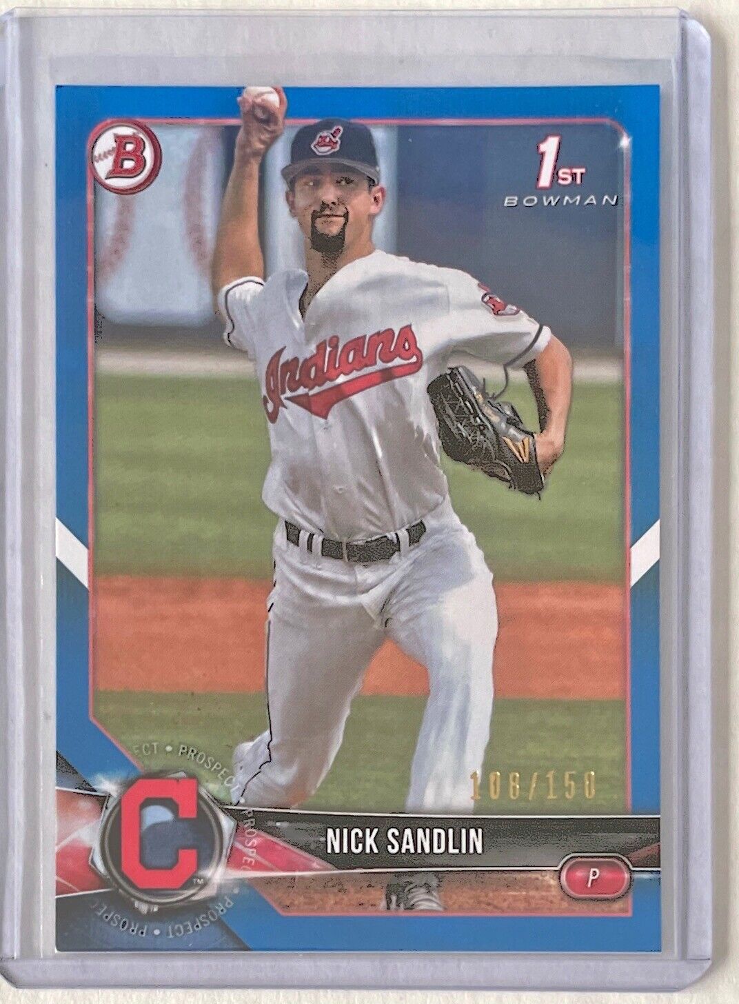 NICK SANDLIN 2018 BOWMAN PAPER 1ST PROSPECT BLUE #D 108/150