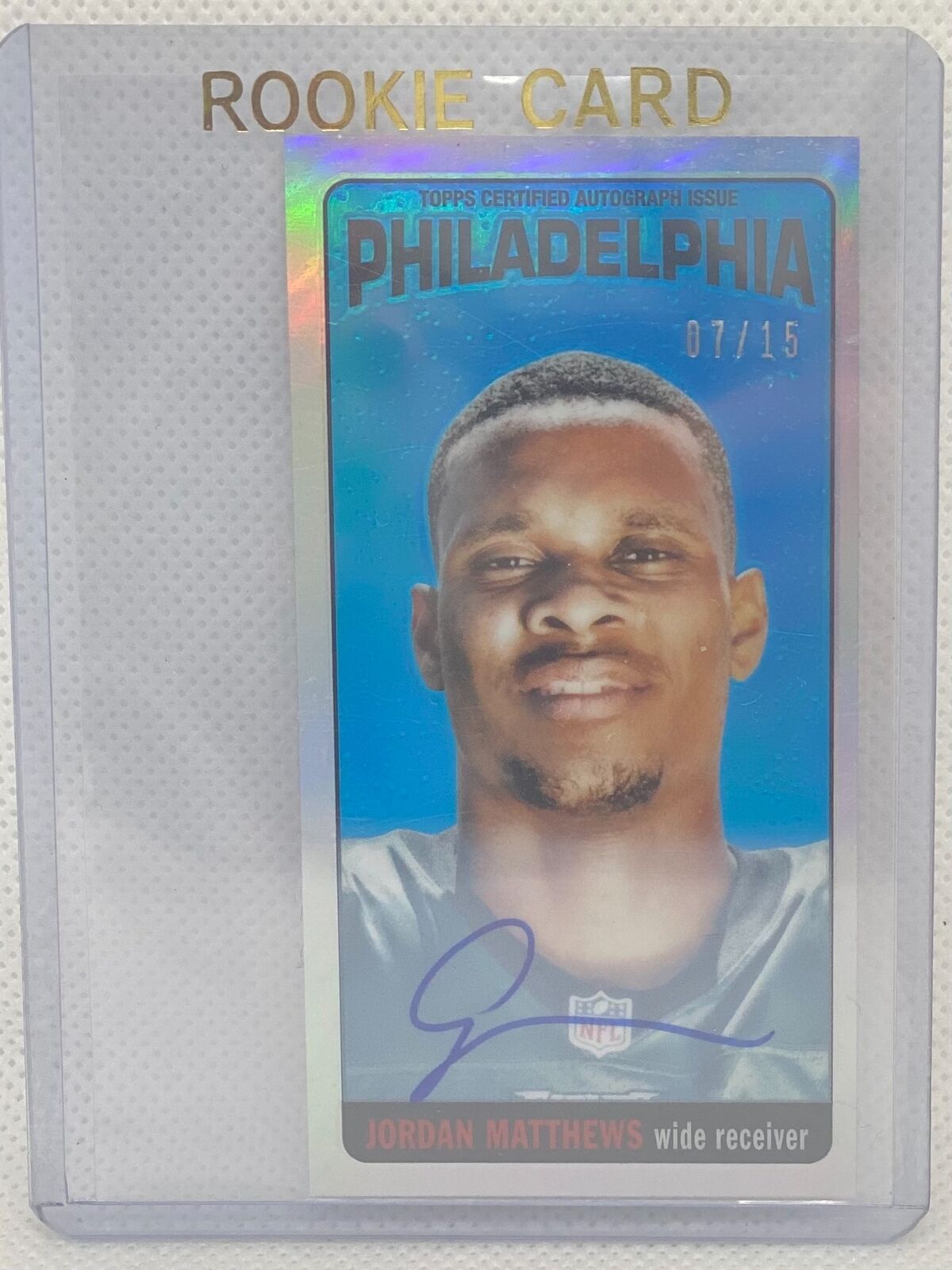 JORDAN MATTHEWS 2014 TOPPS CHROME TALL BOY REFRACTOR ON CARD AUTO RC #D 07/15
