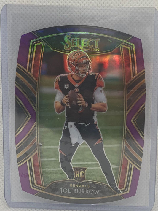 JOE BURROW 2020 PANINI SELECT PURPLE PRIZM DIE CUT CLUB LEVEL RC #246
