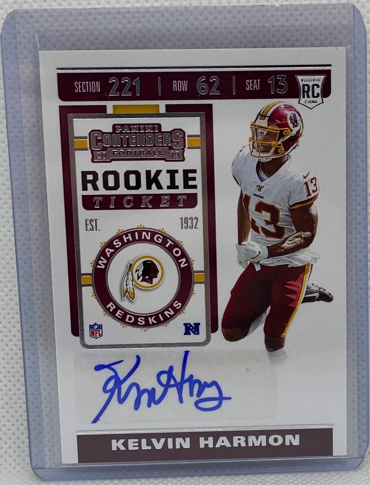 KELVIN HARMON 2019 PANINI CONTENDERS ROOKIE TICKET ON CARD AUTO RC #161