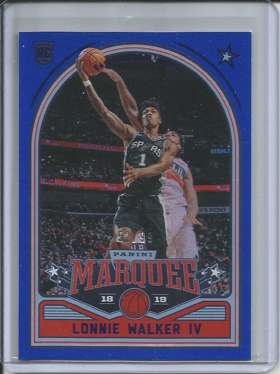 LONNIE WALKER IV 2018-19 PANINI CHRONICLES MARQUEE BLUE ROOKIE RC #D 52/99